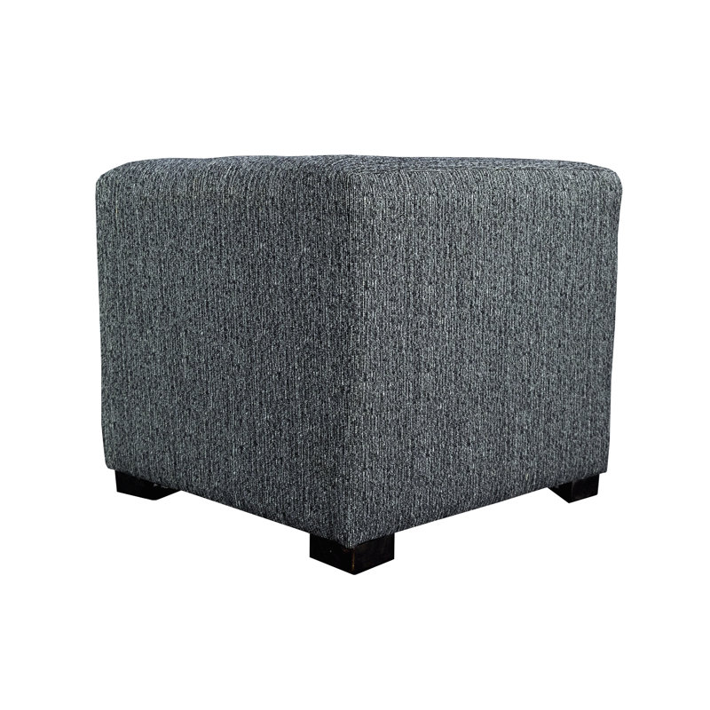 Hadlee Upholstered Ottoman, Charcoal Polyester Blend