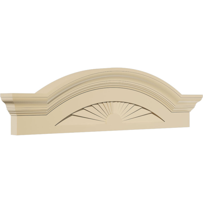 Arche de segment de l 32 po x H 9 po x P 3 po avec fronton en uréthane Sunburst Signature Flankers, brun clair apprêté