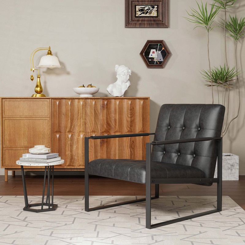 Chaise d'appoint moderne rembourrée, structure en métal et coussin moelleux