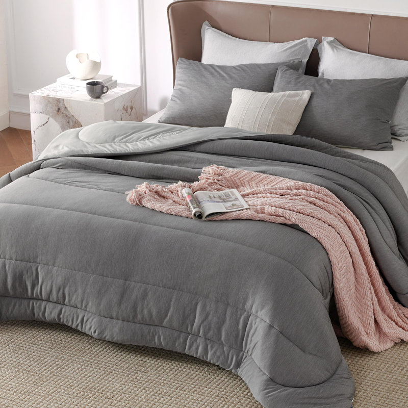 Bedsure Cooling And Warm Bed Set, Twin Comforter with 1 Pillowcase, Light Gray - Reversible