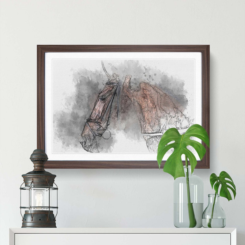 Horse Portrait in Abstract - Picture Frame Graphic Art Print, Walnut Framed, 62cm H x 87cm W x 2cm D