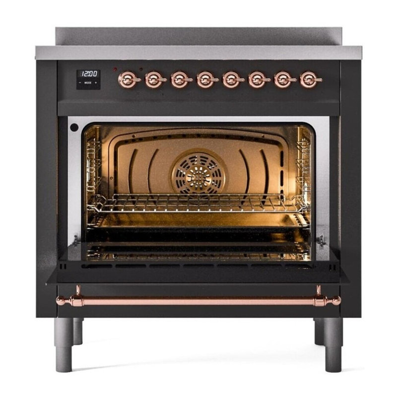 ILVE Nostalgie II 36 in Induction Range, Graphite Matte/Copper