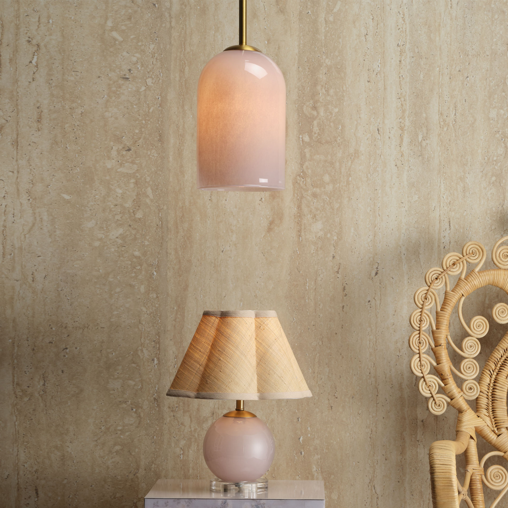 Brianna 1-Light Glass Pendant, Pink