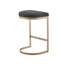Tabouret de comptoir moderne avec base en métal doré antique et rembourrage de siège gris anthracite, hauteur de 25 po, support entièrement assemblé, objet