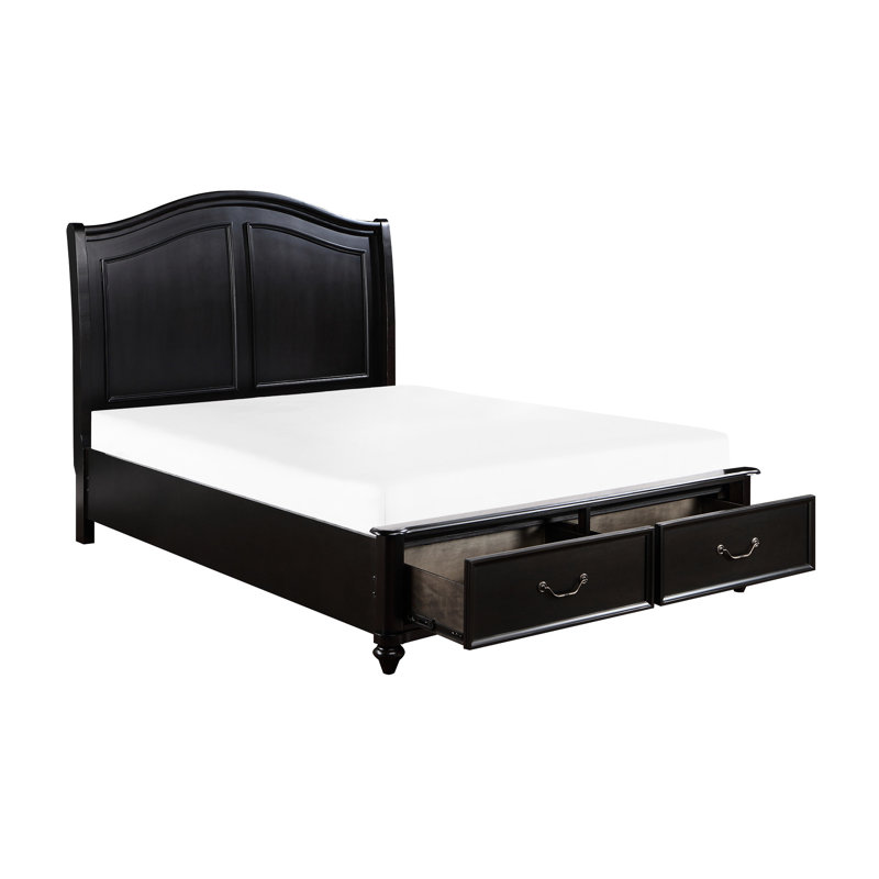Grand lit plateforme gris anthracite avec rangement, chambre classique brun, casier