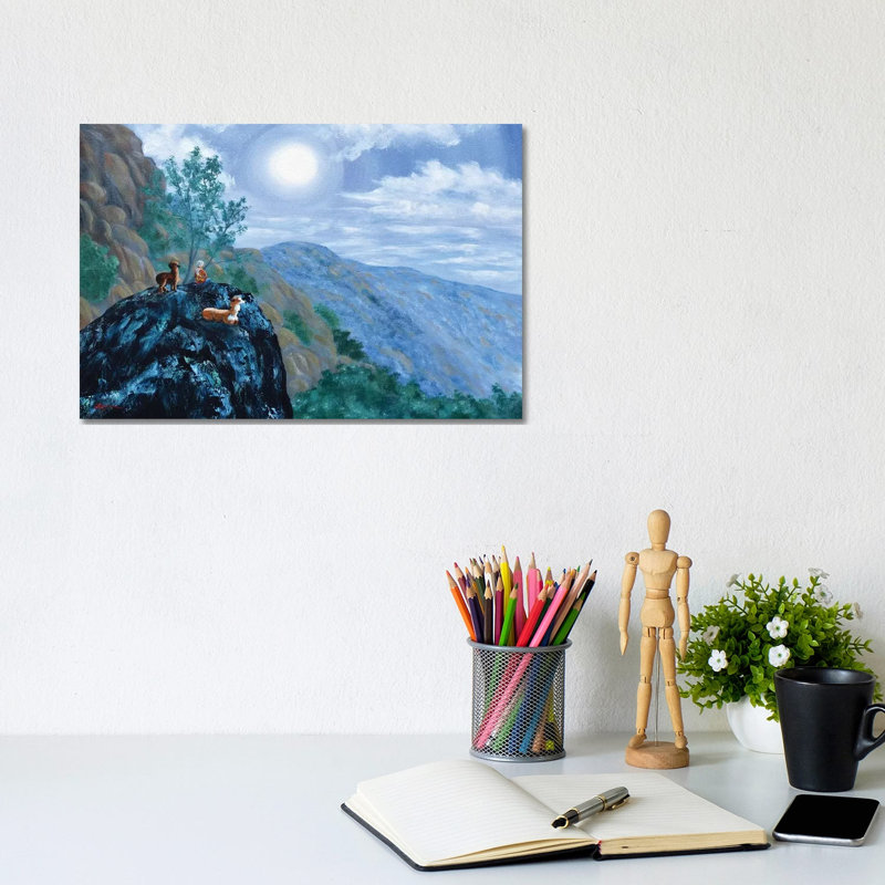 Alpaca Shaman Meditation 1 Piece Wrapped Canvas Wall Art, 20.32 cm H x 30.48 cm W