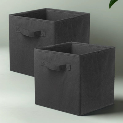 Cubes de rangement pliables en tissu, bacs de rangement de 13 x 13 x 13 pouces pour jouets, vêtements et organisation à domicile, paquet de 2, noir