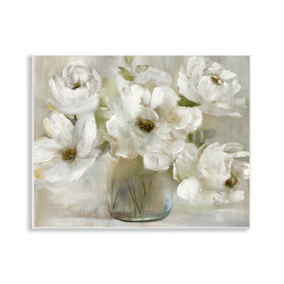 Gentle White Petals in Vase Wall Plaque, design by Nan