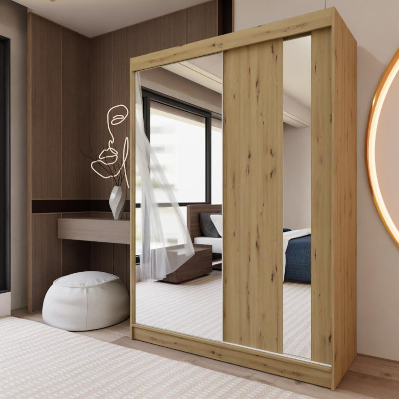 Daneysha 2 Door Sliding Wardrobe, Natural