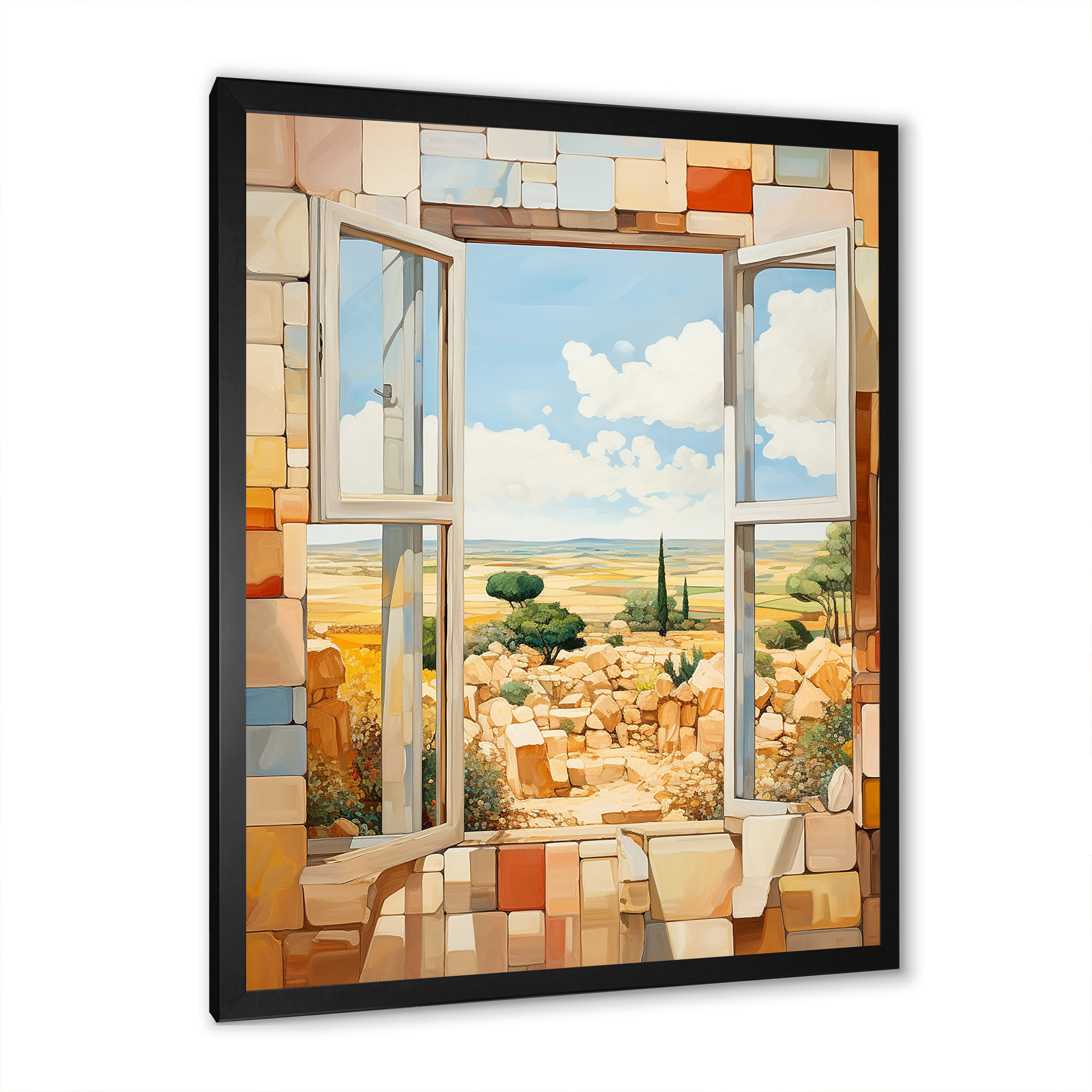 Lark Manor Cubist Countryside Farm Windows I - Farmhouse Windows Wall ...