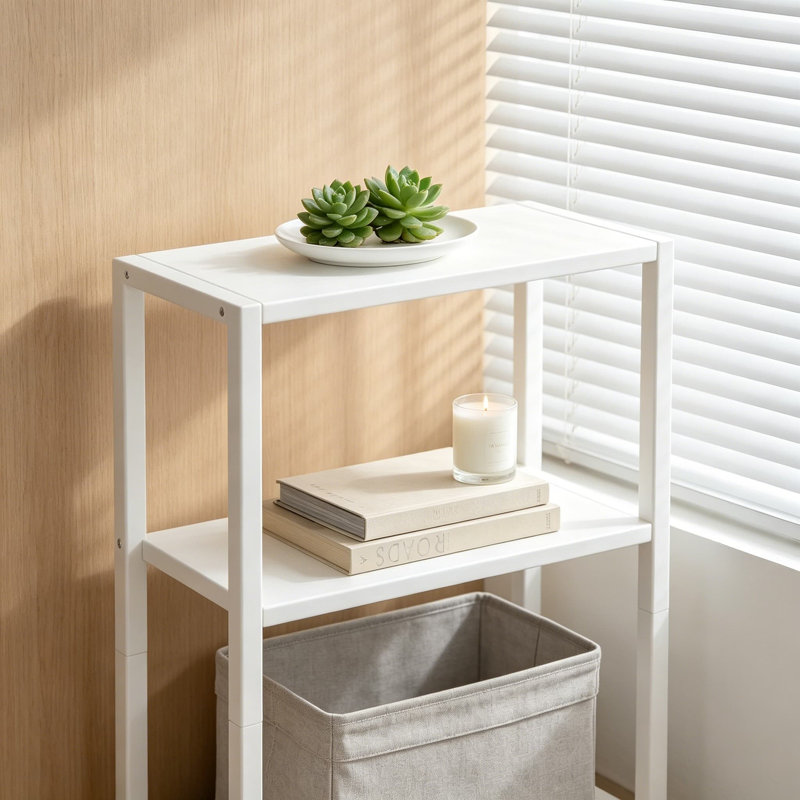Ensemble de 2 tables d'appoint à 3 niveaux, table de bout mince pour les espaces étroits, petite table de chevet avec tablettes de rangement, table d'appoint moderne pour le salon, le bureau et la chambre à coucher