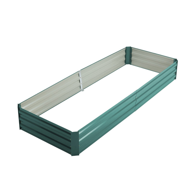 Rectangular Metal Raised Garden Bed, 30cm H x 240cm W x 88cm D, Green