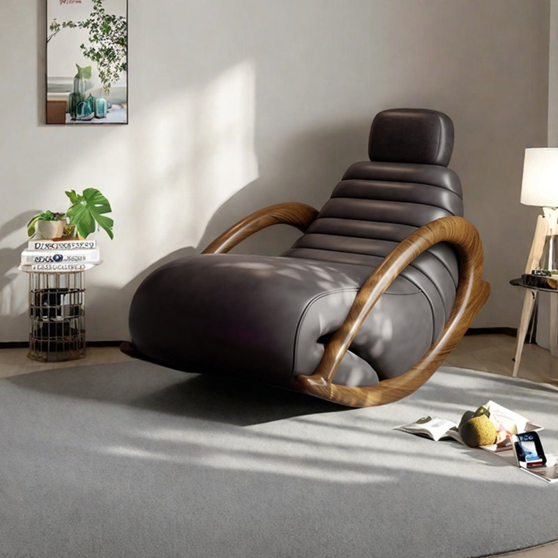Chaise berçante ergonomique en similicuir, Gris