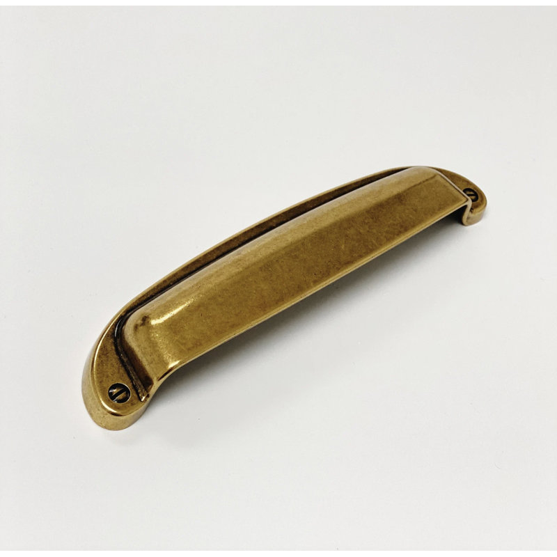 Antique Brass "Capri" 6-3/8 Inch Drawer Cup Pull, Antique Brass, 3.75"