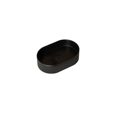 Lavabo vasque ovale noir de 20 pouces, lavabo de comptoir de salle de bain moderne en céramique avec design rayé, robinet non inclus