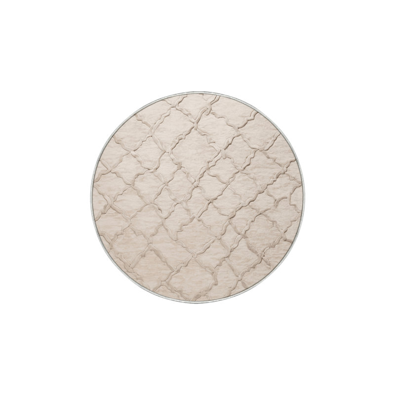 Tapis beige lavable à la machine, Rond 8 pi