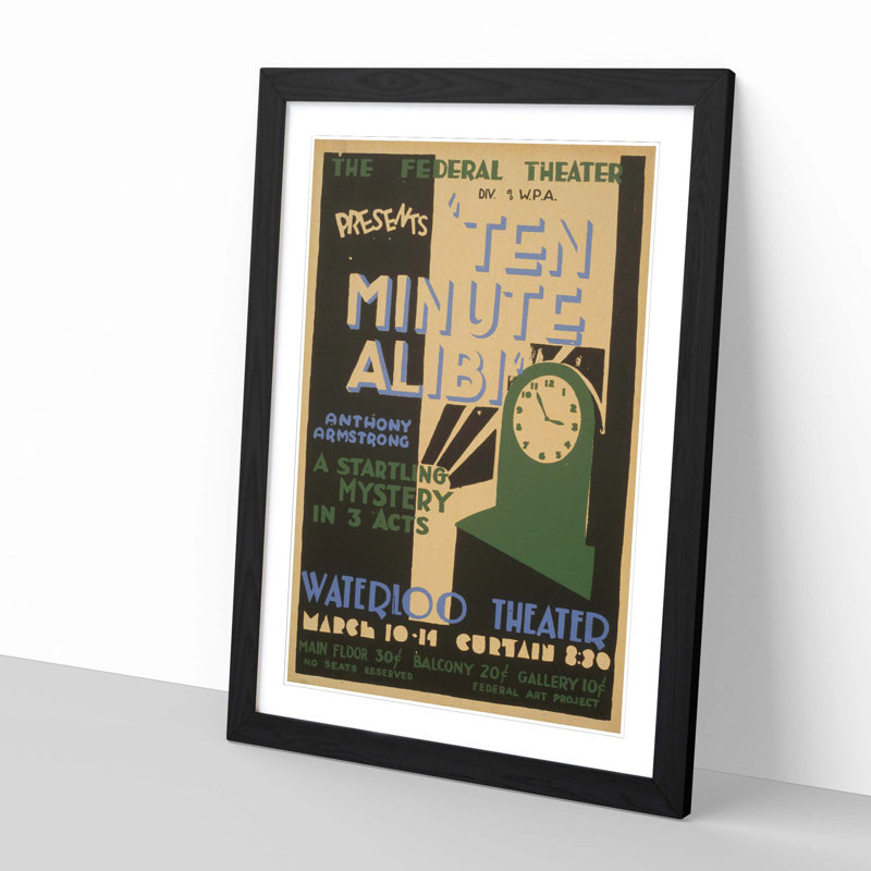 Vintage WPA Poster Ten Minute Alibi Framed Vintage Advertisement - Framed Print, Black