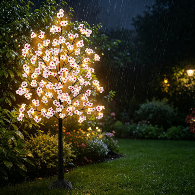 6FT Artificial Cherry Blossom Tree With 96 Warm White LED Fairy Lights, Lighted Tree For Indoor Outdoor Home Wedding Spring Party Patio Garden Decor
