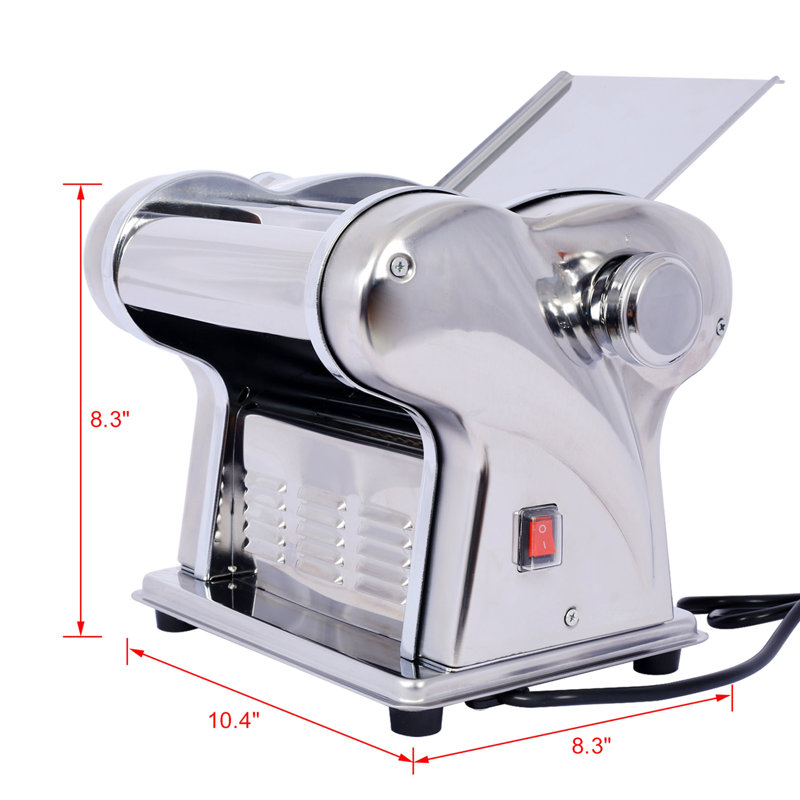 Machine à pâtes électrique Machine à faire les nouilles Machine à pâtes Rouleau à pâte Épaisseur réglable en acier inoxydable US 110 V 135 W 2 pales Type 1,5 mm Nouilles rondes + 4 mm Nouilles plates