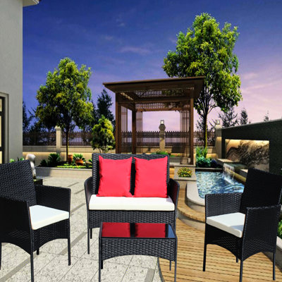 Outdoor Seat 4 Pc - Cushioned Relaxing Patio Delightful Spot