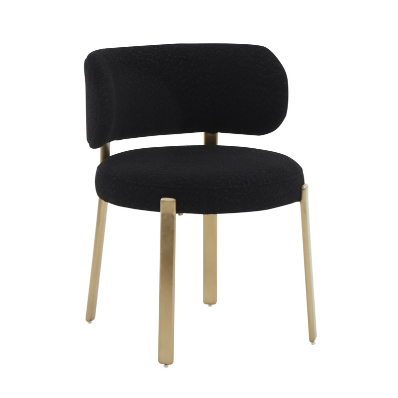 47.5cm H Boucle Upholstered Side Chair, Black