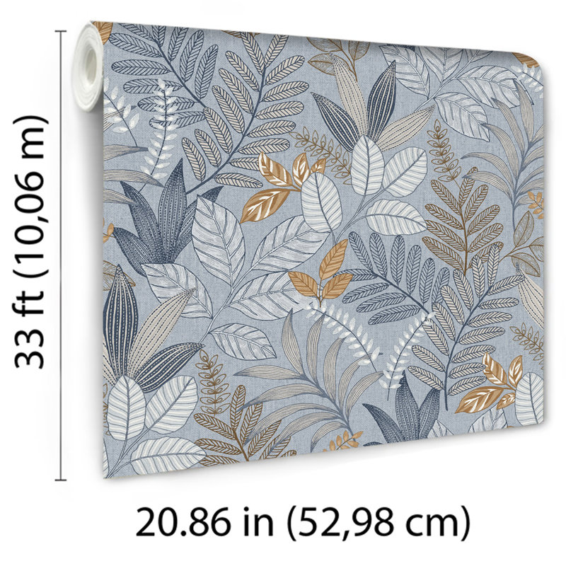 Papier peint bleu Allure Foliage, Bleu