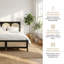 Grand lit plateforme en bois avec tête et pied de lit en rotin, structure en bois de pin massif, style naturel boho, aucun sommier requis, capacité de 600 lb, assemblage facile-221526390