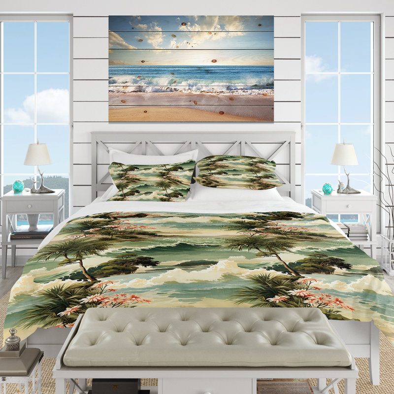 Literie Coastal Vision, Housse de couette pour très grand lit et 2 très