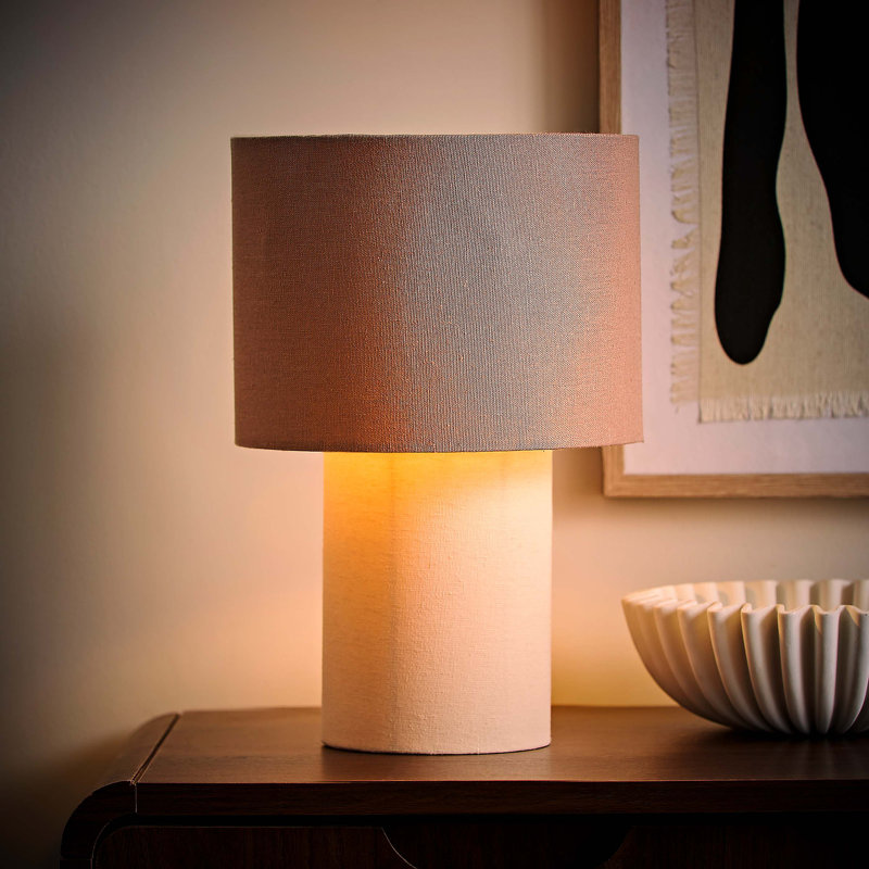 Dereke Fabric Table Lamp, Tan, Brown
