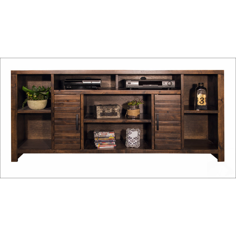 Console de 64 po pour téléviseur de 70 po ou moins, aucun assemblage requis, finition whisky, H 34 po x L 74 po x l 17 po