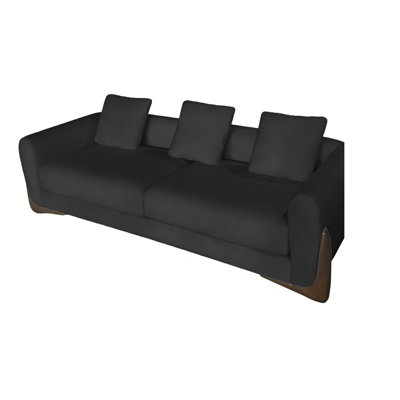 Modern 83" Fabric Sofa, Solid Wood Frame For Living Room, Black, Left Hand