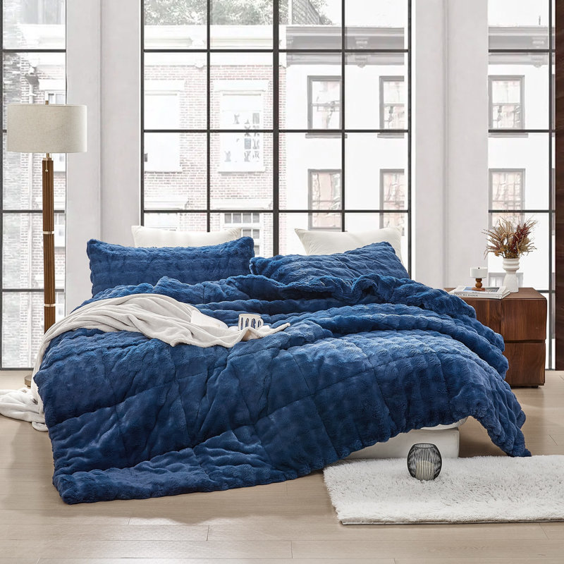 Ensemble d'édredon surdimensionné Chunky Puffy Bunny - Coma, Bleu, Édredon pour grand lit + 2 taies décoratives