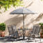 Ensembles de salle à manger de patio moderne, ensemble compact en verre et acier avec parasol