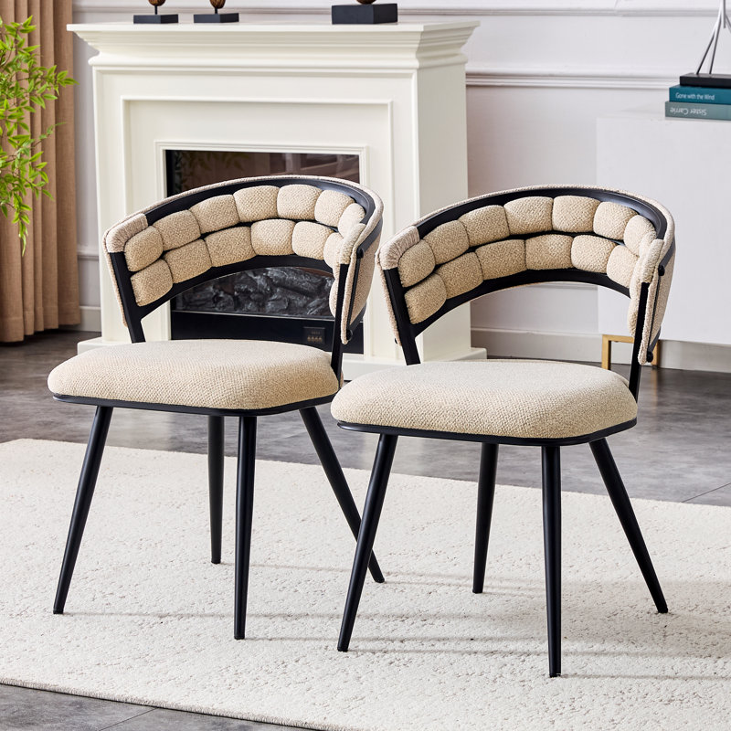 Chaise rembourrée en velours Vesta, Beige