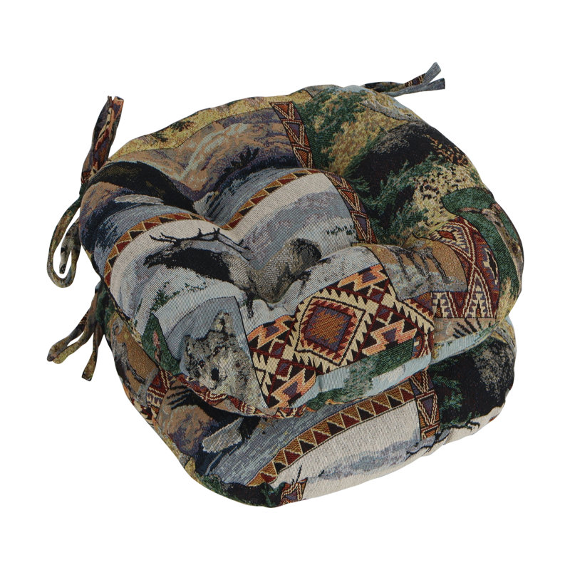 16-Inch Round Woven Tapestry Tufted Chair Cushions (Set Of 2)