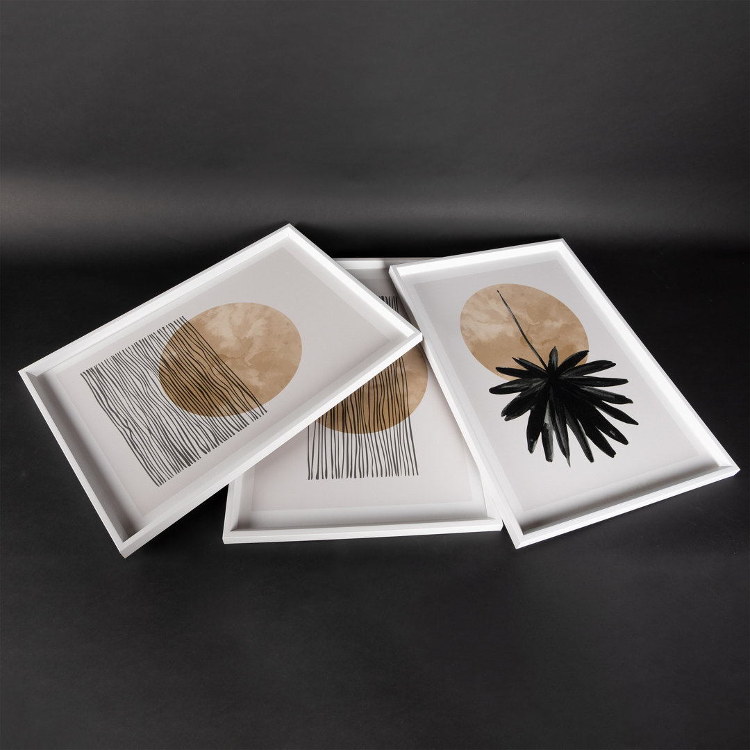 Circular - 3 Piece Single Picture Frame Painting Set on Wood