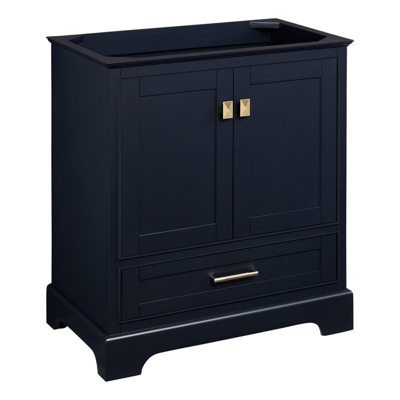 Quen 30" Freestanding Single Basin Vanity Cabinet - Cabinet Only - Less Vanity Top, Midnight Navy Blue