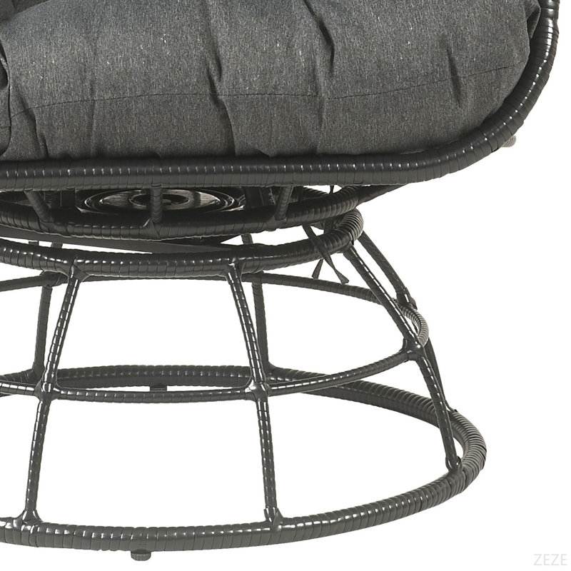 Chaise longue et table d'appoint en tissu gris anthracite et osier noir
