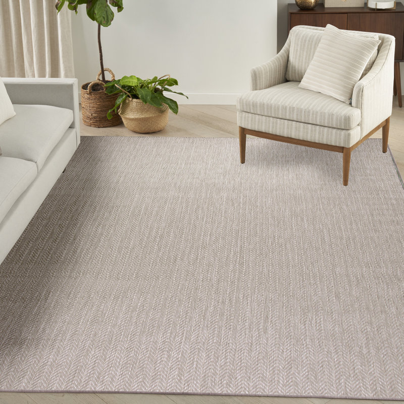 Remmie Black Modern Indoor/Outdoor Rug, Rectangle 8' x 10', Gray