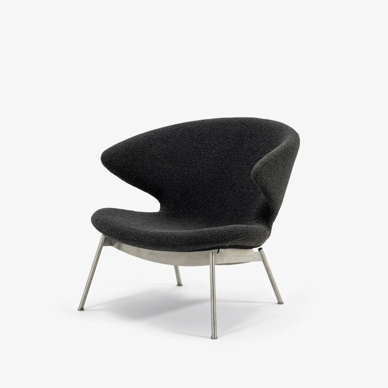 Ella Boucle Chair, Slate Boucle, Stainless Steel