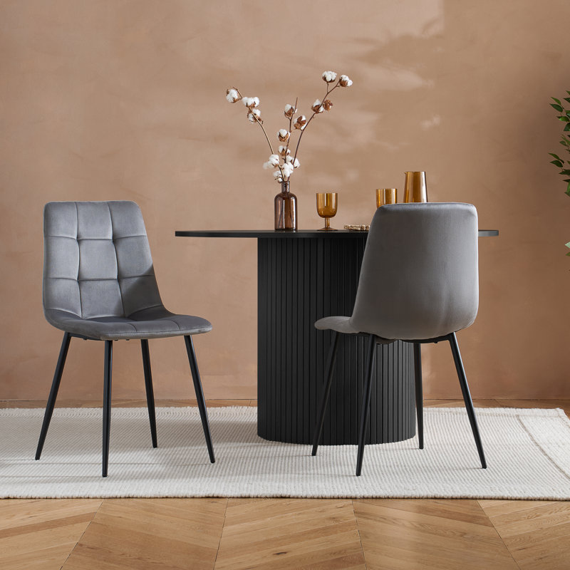 Suire ROUND FLUTED DINING TABLE , Black
