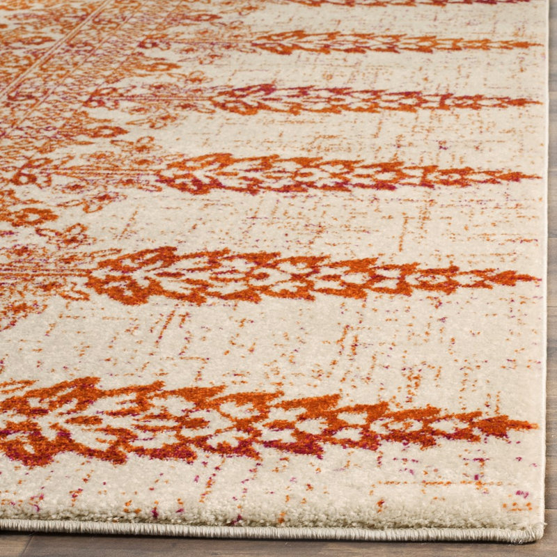 Annette Floral Ivory/Gold Area Rug, Square 6'7"