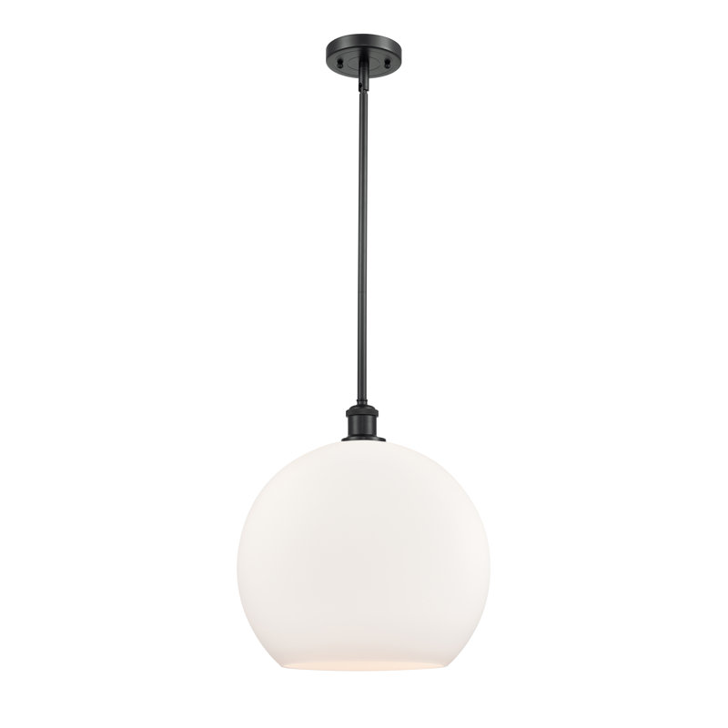 Luminaire suspendu en cristal à 1 lumière Ralph, H 16,38 po x l 13,75 po x P 13,75 po, Noir mat