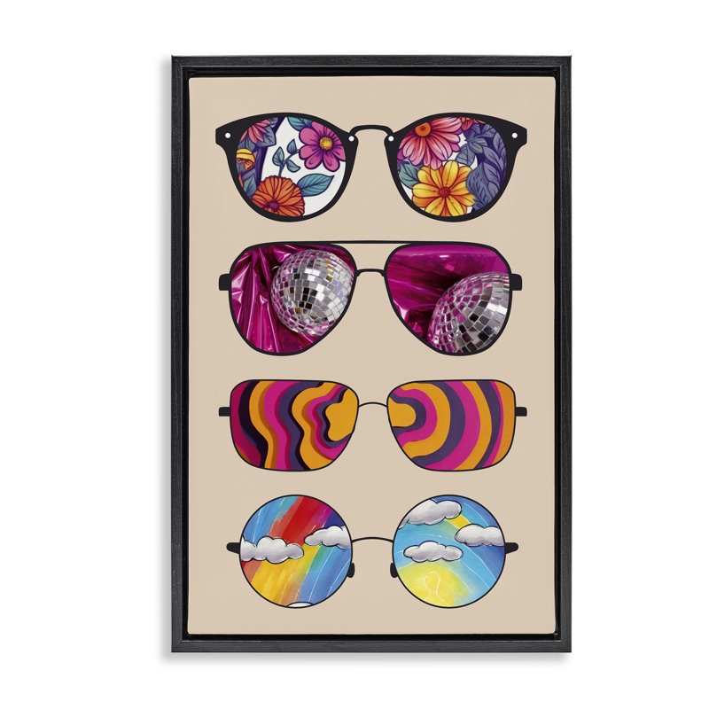 Reflection Patterned Sunglasses Floating Frame, design by CAD Designs, Jet Black Floater Frame, 25" H x 17" W
