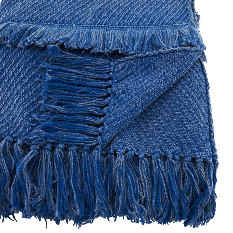 Sevan Collection Hand Woven Throw Blanket, Blue
