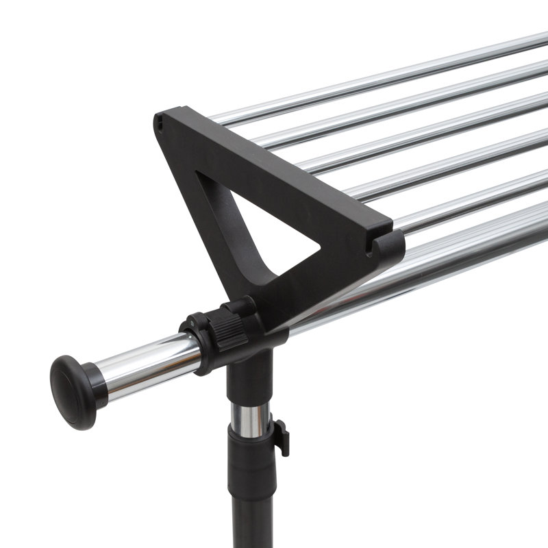 Adjustable Black and Chrome Steel Garment Rack with Shelves