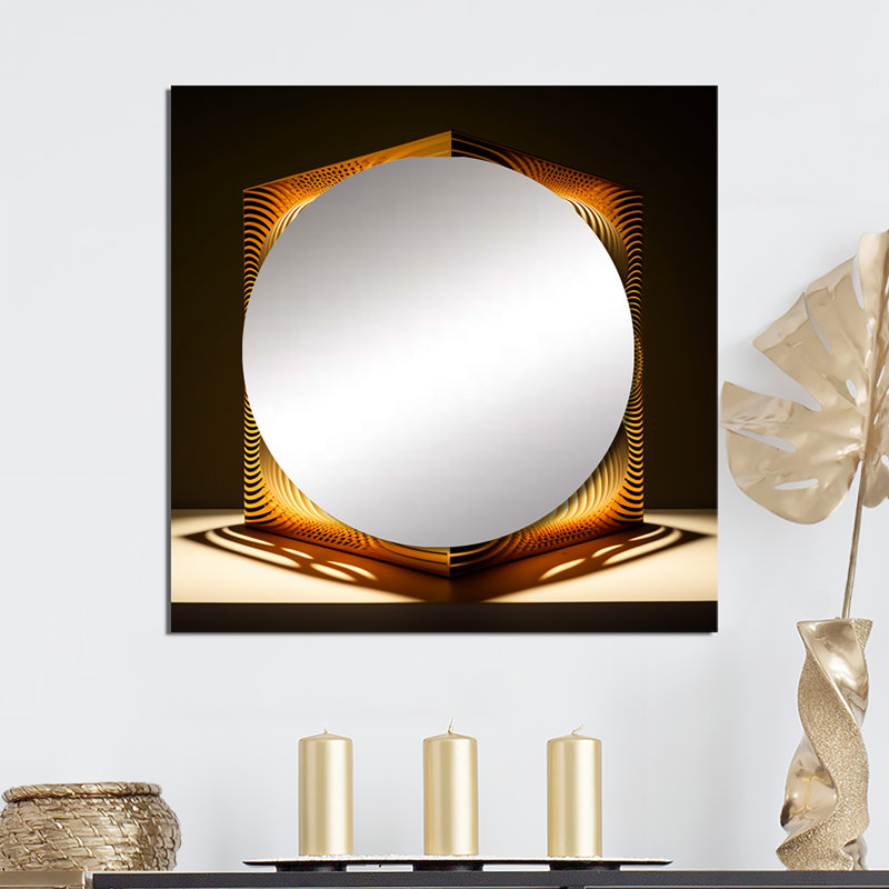 Décoration murale Op-Art Retro Gold Geometric Dimensions II - Abstract, 23 po x 23 po