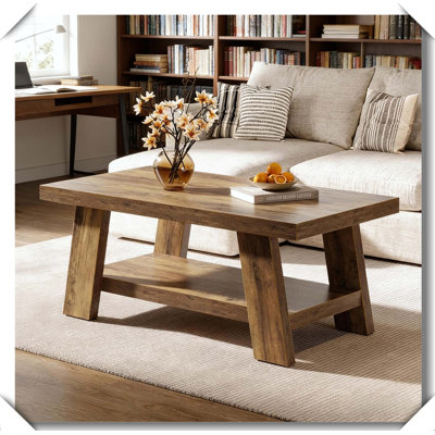 Table basse rustique robuste à deux niveaux