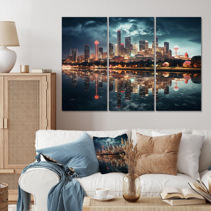«Dallas Beautiful Cityscape Spot I», 3 pièces, H 40 po x l 60 po x P 1 po
