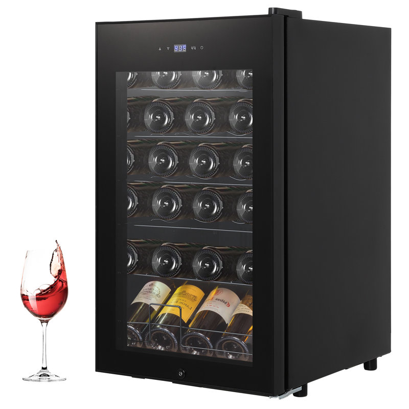 24 Bottles Wine Cooler Refrigerator,Freestanding Compact Wine Fridge with Digital Control for Fridge With 40-66F Digital Temperature Control Glass Door